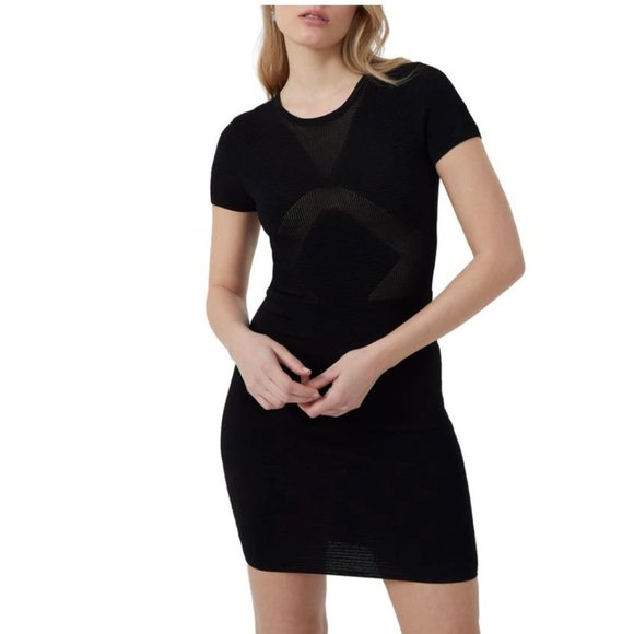 NWT FRENCH CONNECTION Montana Knit Sweater Mini Dress In Black - Picture 1 of 7